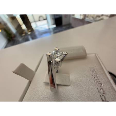 ANELLO SOLITARIO DIAMANTE Taglio Brillante 0,50 ORO BIANCO 18 KARATI PG Gioielli