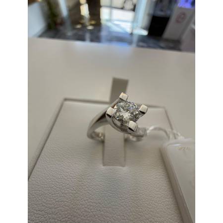 ANELLO SOLITARIO DIAMANTE Taglio Brillante 0,50 ORO BIANCO 18 KARATI PG Gioielli