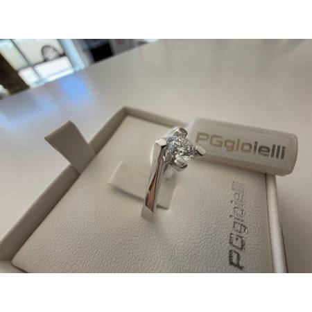 ANELLO SOLITARIO DIAMANTE Taglio Brillante 0,40 ORO BIANCO 18 KARATI PG Gioielli