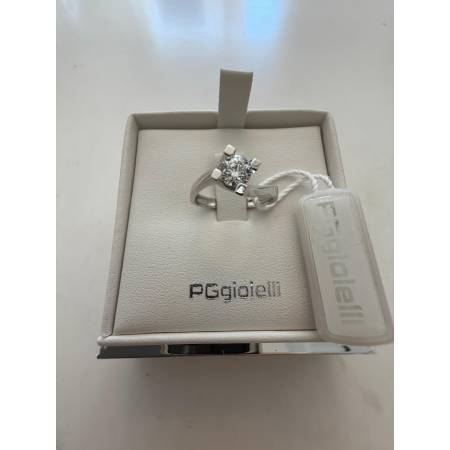 ANELLO SOLITARIO DIAMANTE Taglio Brillante 0,40 ORO BIANCO 18 KARATI PG Gioielli
