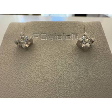 ORECCHINI PG GIOIELLI DIAMANTI 0,60 Ct Punto Luce In ORO BIANCO 18 Karati 750%