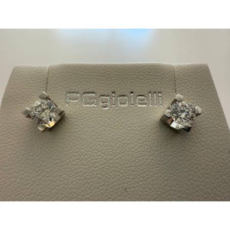 ORECCHINI PG GIOIELLI DIAMANTI 0,80 Ct Punto Luce In ORO BIANCO 18 Karati 750%