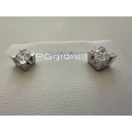 ORECCHINI PG GIOIELLI DIAMANTI 1,00 Carato Punto Luce In ORO BIANCO 18 Kt 750%