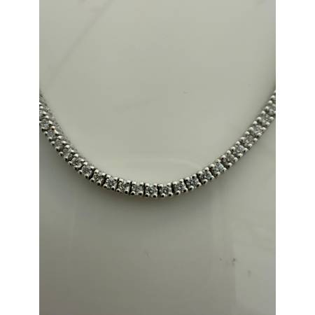 COLLANA TENNIS In Oro Bianco 18 Kt Collier Con DIAMANTI 4,15 CARATI PG Gioielli