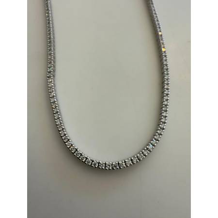 COLLANA TENNIS In Oro Bianco 18 Kt Collier Con DIAMANTI 4,15 CARATI PG Gioielli