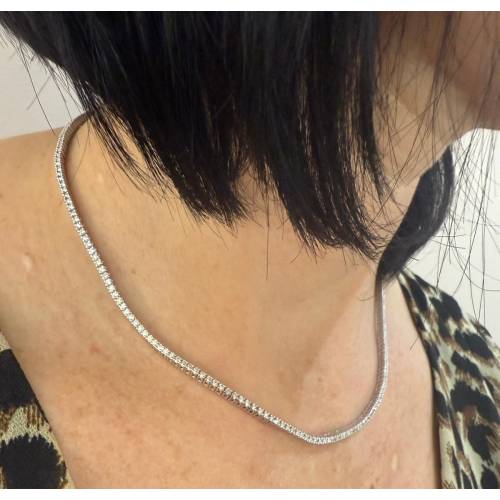 COLLANA TENNIS In Oro Bianco 18 Kt...