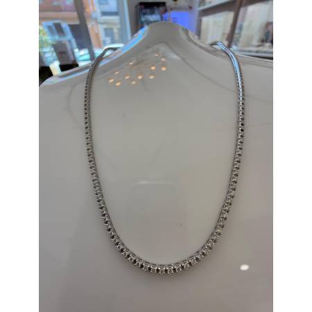 COLLANA TENNIS In Oro Bianco 18 Kt Collier Con DIAMANTI 2,82 CARATI PG Gioielli