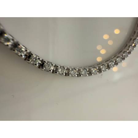 COLLANA TENNIS In Oro Bianco 18 Kt Collier Con DIAMANTI 2,82 CARATI PG Gioielli