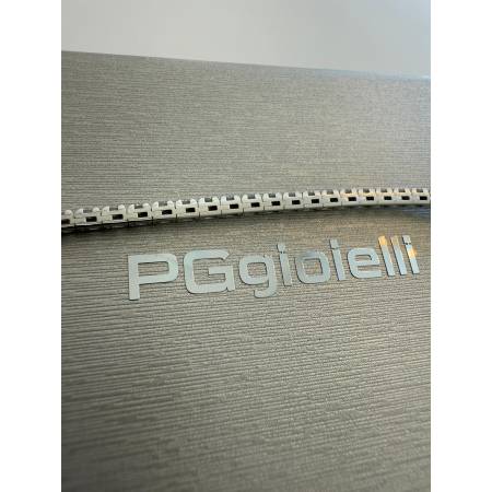 COLLANA TENNIS In Oro Bianco 18 Kt Collier Con DIAMANTI 2,82 CARATI PG Gioielli