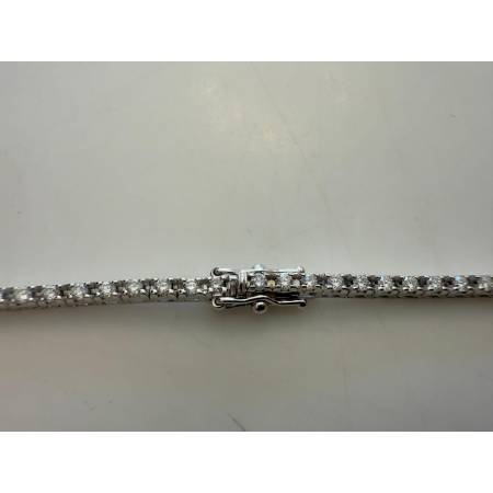 COLLANA TENNIS In Oro Bianco 18 Kt Collier Con DIAMANTI 2,82 CARATI PG Gioielli