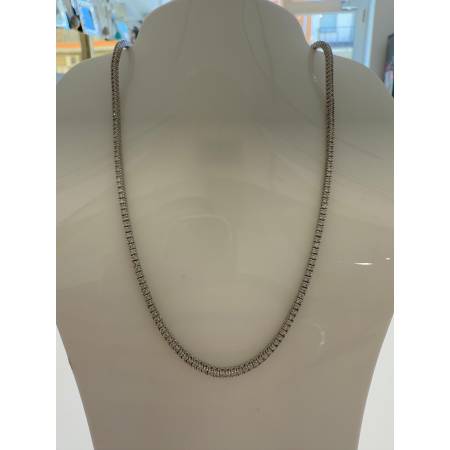COLLANA TENNIS In Oro Bianco 18 Kt Collier Con DIAMANTI 4,15 CARATI PG Gioielli