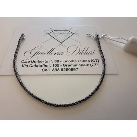 BRACCIALE TENNIS Uomo PG GIOIELLI In Oro Bianco 18 Karati 750% Con DIAMANTI NERI