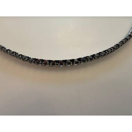 BRACCIALE TENNIS Uomo PG GIOIELLI In Oro Bianco 18 Karati 750% Con DIAMANTI NERI