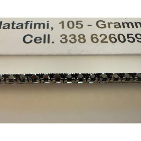 BRACCIALE TENNIS Uomo PG GIOIELLI In Oro Bianco 18 Karati 750% Con DIAMANTI NERI