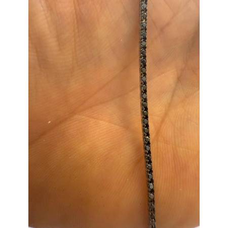 BRACCIALE TENNIS Uomo PG GIOIELLI In Oro Bianco 18 Karati 750% Con DIAMANTI NERI