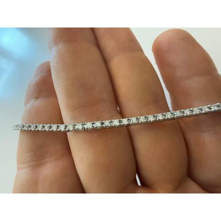 BRACCIALE TENNIS PG GIOIELLI In Oro Bianco 18 Karati 750% Con DIAMANTI BIANCHI