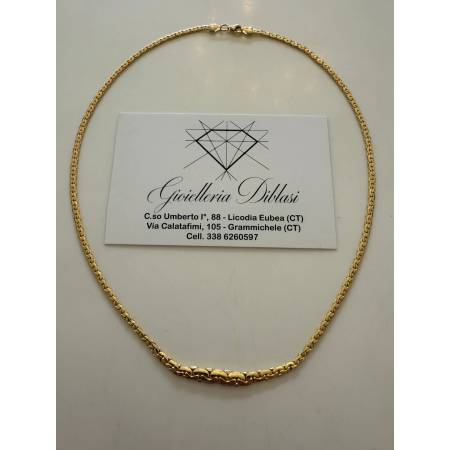 COLLANA In ORO GIALLO 18 Karati 750% Donna COLLIER Girocollo Maglia A Decrescere