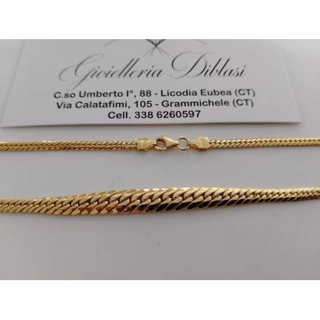 COLLANA ORO GIALLO 18 Kt 750% Donna COLLIER Maglia Catena SERPENTINA Girocollo