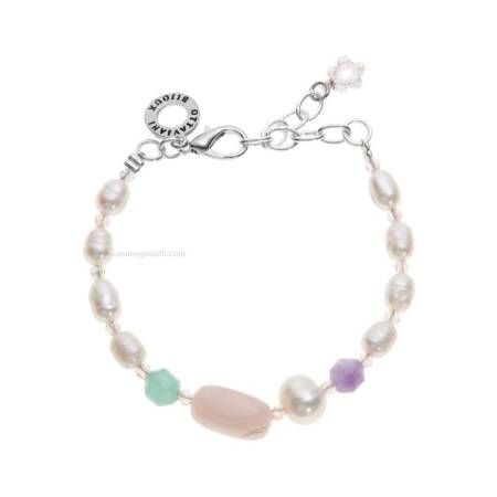 BRACCIALE OTTAVIANI DonnaIn Ottone Placcato Con PERLE E PIETRE NATURALI 501142B