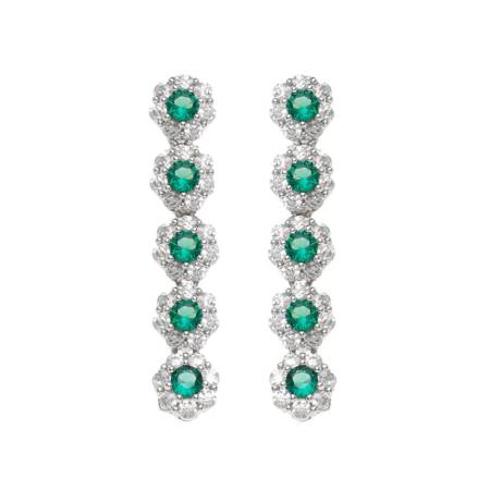ORECCHINI OTTAVIANI PENDENTI Argentati OTTONE Placcato Con Zirconi Verdi 501048O