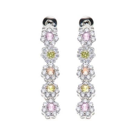 ORECCHINI OTTAVIANI PENDENTI Argentati OTTONE Placcato Zirconi Colorati 501116O