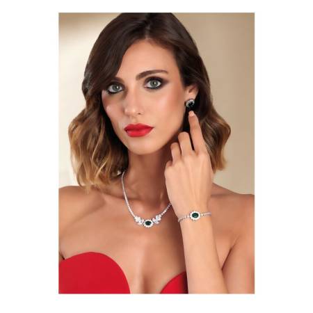 ORECCHINI OTTAVIANI Donna Argentati In OTTONE Placcato Con Zirconi Verdi 500779O