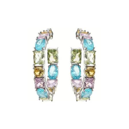 ORECCHINI A CERCHIO OTTAVIANI OTTONE Placcato Con CRISTALLI Multicolore 501117O