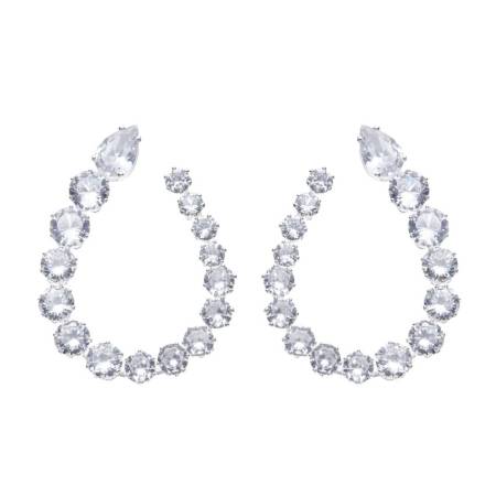 ORECCHINI OTTAVIANI Forma A GOCCIA Argentati OTTONE Placcato Con Zirconi 501160O