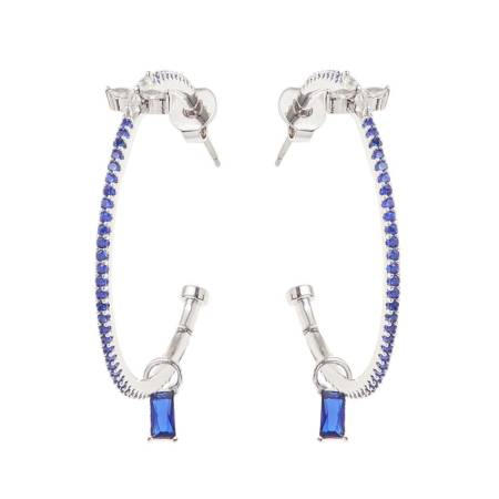 ORECCHINI A CERCHIO OTTAVIANI OTTONE Placcato Con ZIRCONI BLU E BIANCHI 501108O