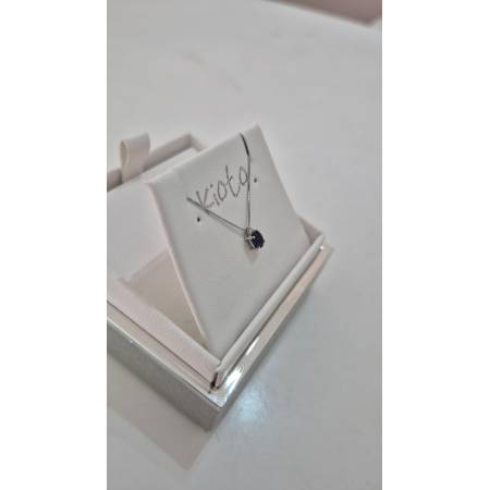 COLLANA ZAFFIRO Ovale E DIAMANTE KIOTO Oro Bianco 9 Karati 375% Catena Veneziana