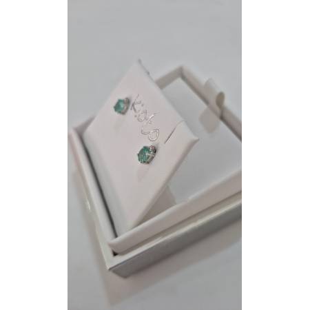 ORECCHINI Donna KIOTO Con SMERALDO E DIAMANTI In Oro Bianco 9 Karati 375/1000