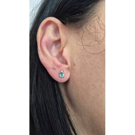 ORECCHINI Donna KIOTO Con SMERALDO E DIAMANTI In Oro Bianco 9 Karati 375/1000