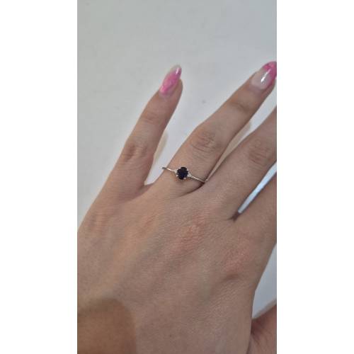 ANELLO KIOTO Solitario Con ZAFFIRO...