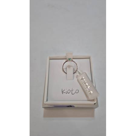 ANELLO KIOTO Solitario Con SMERALDO Ovale E DIAMANTI In Oro Bianco 9 Karati 375%