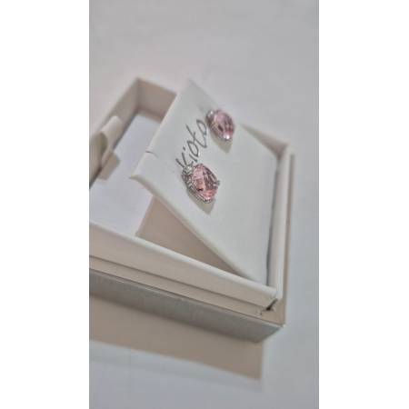 ORECCHINI Puntoluce KIOTO Con QUARZO ROSA E DIAMANTI In ORO BIANCO 9 karati 375%