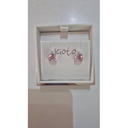 ORECCHINI Puntoluce KIOTO Con QUARZO ROSA E DIAMANTI In ORO BIANCO 9 karati 375%