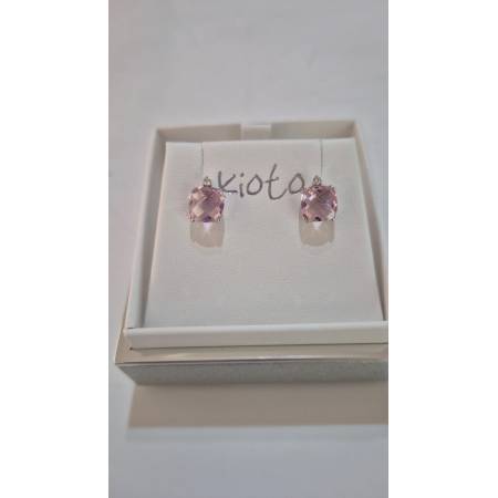 ORECCHINI Puntoluce KIOTO Con QUARZO ROSA E DIAMANTI In ORO BIANCO 9 karati 375%
