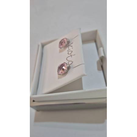 ORECCHINI Puntoluce KIOTO Con QUARZO ROSA E DIAMANTI In ORO BIANCO 9 karati 375%