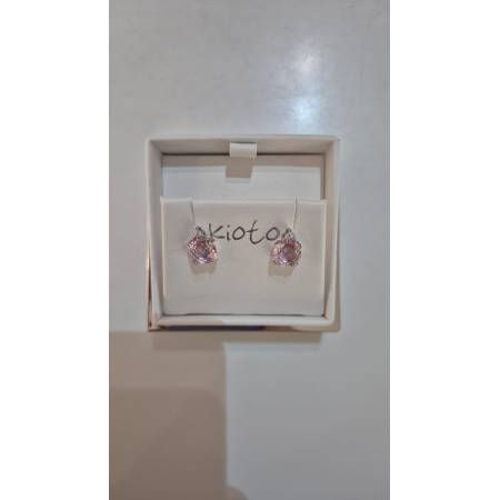ORECCHINI Puntoluce KIOTO Con QUARZO ROSA E DIAMANTI In ORO BIANCO 9 karati 375%