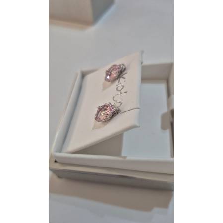 ORECCHINI Puntoluce KIOTO Con QUARZO ROSA E DIAMANTI In ORO BIANCO 9 karati 375%