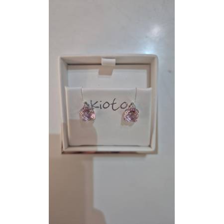 ORECCHINI Puntoluce KIOTO Con QUARZO ROSA E DIAMANTI In ORO BIANCO 9 karati 375%