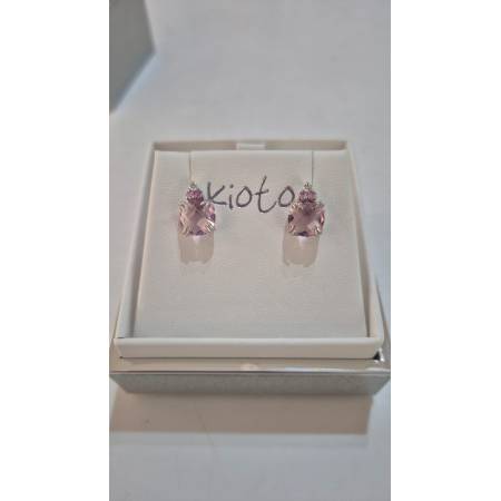 ORECCHINI Puntoluce KIOTO Con QUARZO ROSA E DIAMANTI In ORO BIANCO 9 karati 375%
