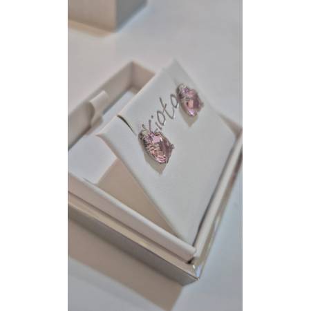 ORECCHINI Puntoluce KIOTO Con QUARZO ROSA E DIAMANTI In ORO BIANCO 9 karati 375%