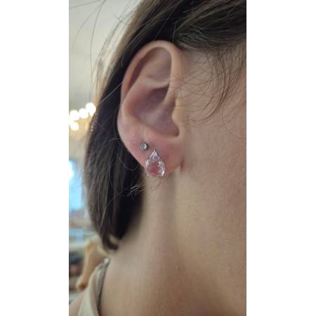 ORECCHINI Puntoluce KIOTO Con QUARZO ROSA E DIAMANTI In ORO BIANCO 9 karati 375%