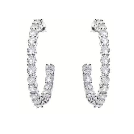 ORECCHINI A CERCHIO OTTAVIANI OTTONE Placcato Silver CRISTALLI Bianchi 5010530-4