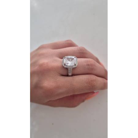 ANELLO OTTAVIANI Argentato OTTONE Placcato Con Zirconi E Pietra Centrale 501083A