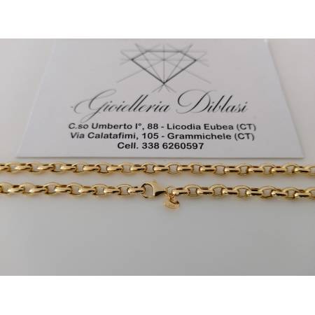 COLLANA ORO GIALLO 18 Karati 750% Uomo Donna COLLIER Catena Rolò Ovale Girocollo