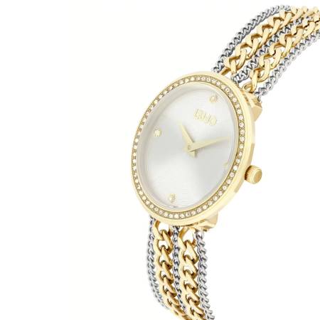 OROLOGIO LIU JO CHAINS Donna Silver Gold In Acciaio ARGENTO ORO Da Polso TLJ2412