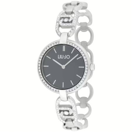 OROLOGIO LIU JO Donna GLARE Silver Acciaio Argento Nero Zirconi Da Polso TLJ2350