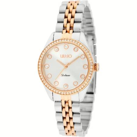 OROLOGIO LIU JO DELUXE Donna Acciaio Argento Rosato Cristalli Da Polso TLJ2260